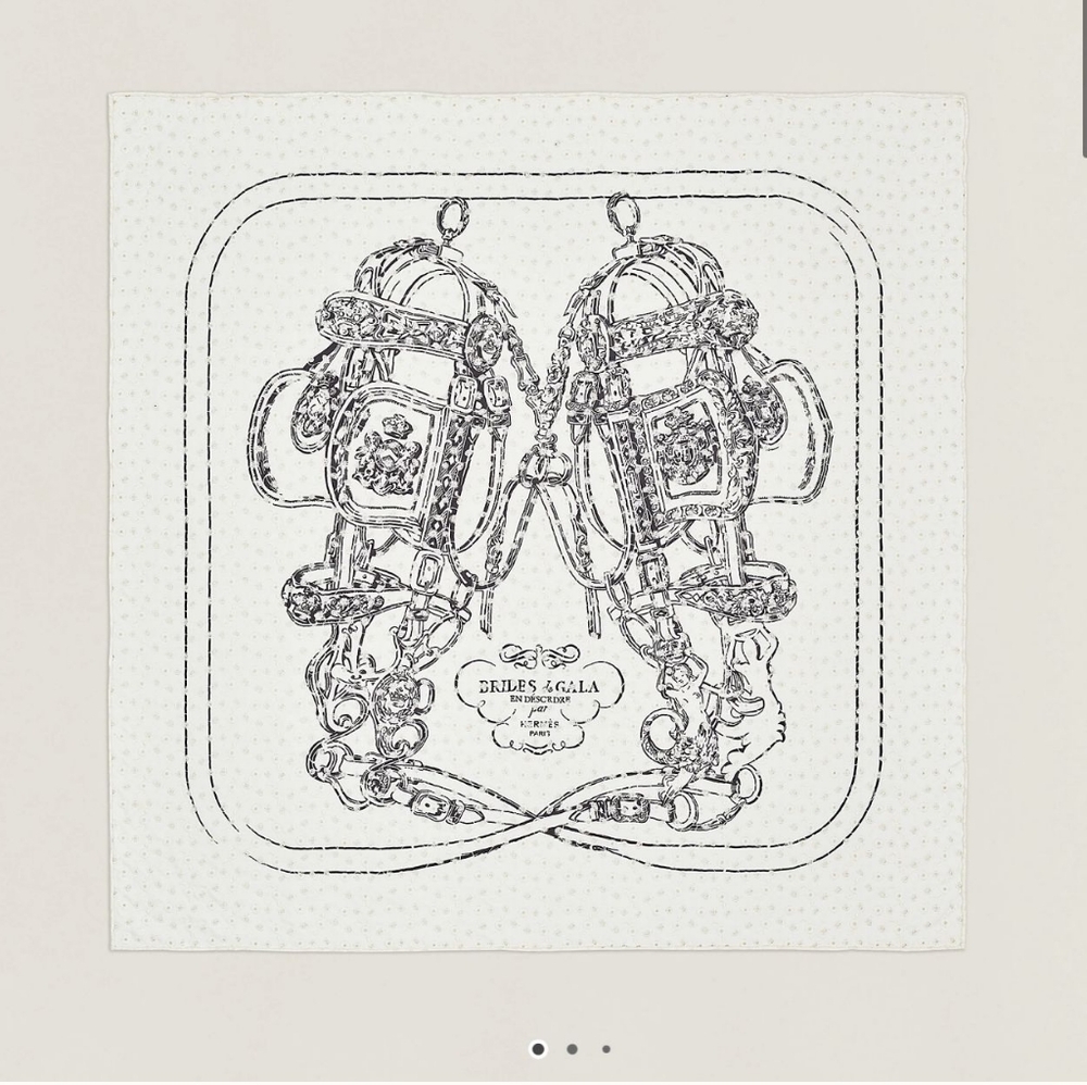 Hermes Brides de Gala Broderie Anglaise scarf 70 black white scarf